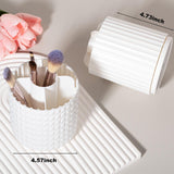 Makeup Brush Holder Organizer 360°Rotating Make Up Brushes Container for Vanity, Spinning Cosmetics Storage Cup Pen Holder, White