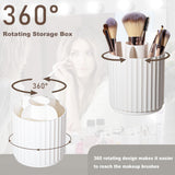 Makeup Brush Holder Organizer 360°Rotating Make Up Brushes Container for Vanity, Spinning Cosmetics Storage Cup Pen Holder, White