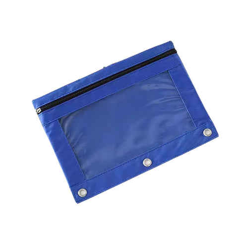 Pencil Pouch,Three-hole Pencil Case Single Zipper Transparent PVC Document Storage Bag,Large Capacity Pencil Pouch with (Blue) In Australia - Darrahopens