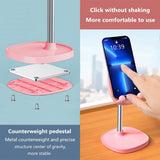 Cute Cat Phone Stand, Cat Head Cell Phone Holder for Desk,Angle&Height Adjustable Compatible with All ,-Pink