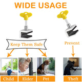 4 Sets Sliding Window Locks, Window Stoppers for Vertical & Horizontal Slide Door, Adjustable Security Locks for Patio  YELLOW