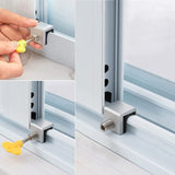 4 Sets Sliding Window Locks, Window Stoppers for Vertical & Horizontal Slide Door, Adjustable Security Locks for Patio  YELLOW