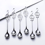 Spoons 6-Pack Creative Cute Teaspoons Stainless Steel Staff Musical Notation Shaped Coffee Spoons by (silver-music note)