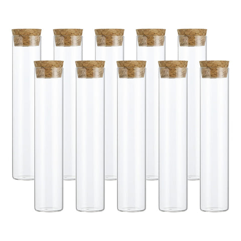 60ml 10 pesTest Tubes,Glass Clear Flat Bottom Test Tube Containers with Cork Stopper for Bead Party Candy Bath Salt Storage In Australia - Darrahopens