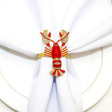 Styles Exquisite Bejeweled Red Lobster Cloisonné Brass Napkin Rings, Set of 2 - Gold Plated Metal Napkin Holders for Home Décor In Australia - Darrahopens