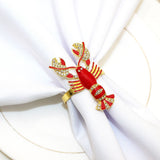 Styles Exquisite Bejeweled Red Lobster Cloisonné Brass Napkin Rings, Set of 2 - Gold Plated Metal Napkin Holders for Home Décor In Australia - Darrahopens