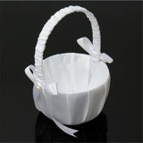 Romantic White Satin Beaded Wedding Flower Girl Basket Bowknot Decor Wedding Basket DIY Ceremony Party Decoration Candy Small In Australia - Darrahopens
