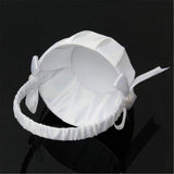 Romantic White Satin Beaded Wedding Flower Girl Basket Bowknot Decor Wedding Basket DIY Ceremony Party Decoration Candy Small
