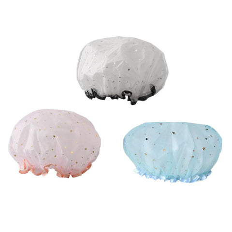 3pcs Shower Cap Waterproof Bathing Caps Home Bathing Caps Fresh Bath Caps Bath Hats for Lady Salon Hair Hats Multi-purpose In Australia - Darrahopens