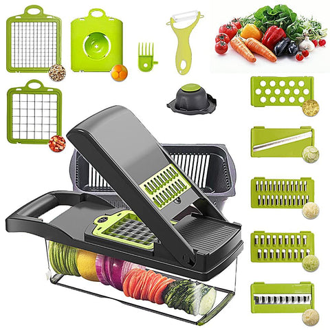 Vegetable Chopper Slicer Cutter Chopper and Grater 12 in 1 Vegetable Slicer Cheese Slicer Onion Chopper Gray In Australia - Darrahopens