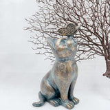 Garden Decor Statues,Cat Figurines Gifts with Butterfly,8" Scarecrow for Garden - for Indoor Outdoor Home Or Office,Garden Statues