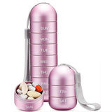 Metal Moisture Proof Weekly Pill Organizer Travel Hiking 7 Day Pill Box Case Waterproof and Large Compartment to Hold Pills