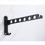Wall-Mounted, Space Aluminum Surface polishing Treatment, Base 90° Folding Clothes Hook, with Rocker Bracket, Used in Laundry