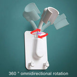 Shower Bracket, Relocatable Handheld Showerhead Holder, 360 Degrees Rotatable Double Hook Punch-Free Wall-Mount Shower White