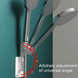 Shower Bracket, Relocatable Handheld Showerhead Holder, 360 Degrees Rotatable Double Hook Punch-Free Wall-Mount Shower White