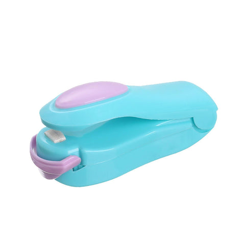 Mini Bag Sealer, Small Portable Handheld Heat Vacuum Sealer, Multi Functional Electronic Resealer Machine for Plastic Bags (Blue)