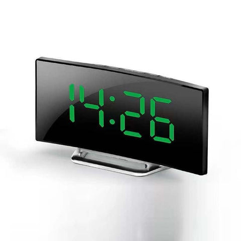 Digital Table, Electronic Number Desktop Alarm, LED Screen Curved Dimmable Mirror for Kids Bedroom (Color : Green) In Australia - Darrahopens