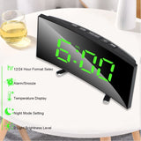 Digital Table, Electronic Number Desktop Alarm, LED Screen Curved Dimmable Mirror for Kids Bedroom (Color : Green) In Australia - Darrahopens