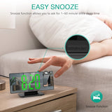 Projection Alarm Clock, LED Electronic Alarm Clock,Mirror Desk Alarm Clock with Temperature, Adjustable Brightness