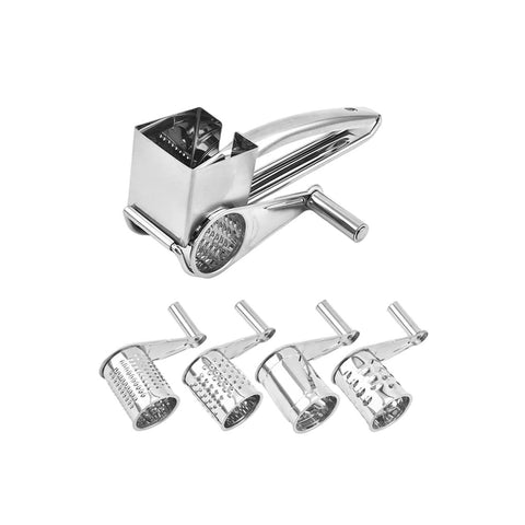 Rotary Cheese Grater with 4 Interchangeable Drum Blades, Stainless Steel Cheese Grater with Handle for Nuts, Parmesan, Cheese In Australia - Darrahopens