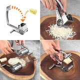 Rotary Cheese Grater with 4 Interchangeable Drum Blades, Stainless Steel Cheese Grater with Handle for Nuts, Parmesan, Cheese In Australia - Darrahopens