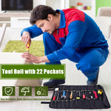 Wrench Roll Up Pouch, Wrench Organizer & Tool Pouch for 10 Sockets, Roll Up Tool Bag for Mechanic Electrician Craftsman (Black)