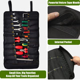 Wrench Roll Up Pouch, Wrench Organizer & Tool Pouch for 10 Sockets, Roll Up Tool Bag for Mechanic Electrician Craftsman (Black)