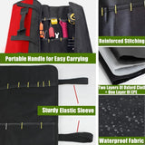 Wrench Roll Up Pouch, Wrench Organizer & Tool Pouch for 10 Sockets, Roll Up Tool Bag for Mechanic Electrician Craftsman (Black)