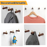 4 Pcs Wooden Wall Hooks Coat Hooks Hangers Wall Mounted Brass Decorative Wall Hooks Towel Hook, Walnut Wall Hooks(L-Shaped,Walnut)