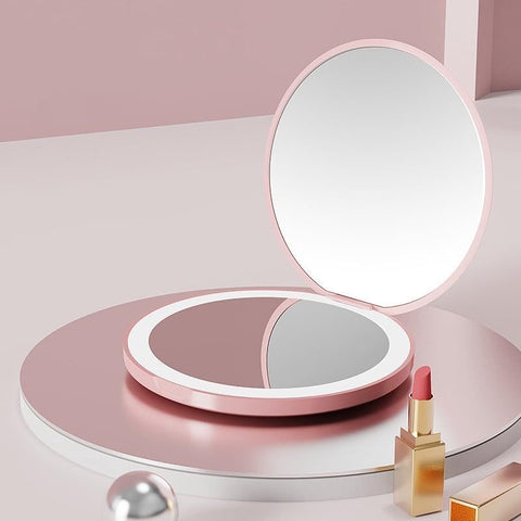 (with Light) Rechargeable Magnifying Mirror Dimmable Travel Mirror for Purse Pocket Handheld Double Sided Makeup Mirror In Australia - Darrahopens