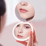 (with Light) Rechargeable Magnifying Mirror Dimmable Travel Mirror for Purse Pocket Handheld Double Sided Makeup Mirror
