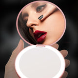 (with Light) Rechargeable Magnifying Mirror Dimmable Travel Mirror for Purse Pocket Handheld Double Sided Makeup Mirror