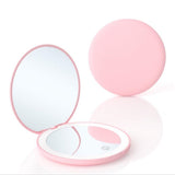 (with Light) Rechargeable Magnifying Mirror Dimmable Travel Mirror for Purse Pocket Handheld Double Sided Makeup Mirror