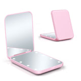 Compact Travel Makeup Mirror with Light- 1X2X Pink Pocket Small Hand Mini Mirror, Handheld LED Mirror for Purse - Perfect for Gift