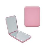 Compact Travel Makeup Mirror with Light- 1X2X Pink Pocket Small Hand Mini Mirror, Handheld LED Mirror for Purse - Perfect for Gift