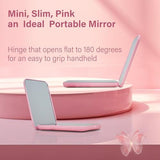 Compact Travel Makeup Mirror with Light- 1X2X Pink Pocket Small Hand Mini Mirror, Handheld LED Mirror for Purse - Perfect for Gift