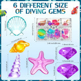 24 Pcs Diving Gems Toys Colorful Mermaid Pool Toys with 2 Treasure Pirate Boxes Summer Treasure Toys Set for Girls (Ocean Style)