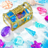 24 Pcs Diving Gems Toys Colorful Mermaid Pool Toys with 2 Treasure Pirate Boxes Summer Treasure Toys Set for Girls (Ocean Style)