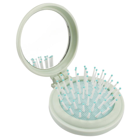 Mini Brush with Mirror - Green Travel Folding Hair Brush for Purse, Wet Brush for Women not taking up space and convenient In Australia - Darrahopens