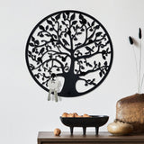 Cute Key Holder Wall Mount, Tree of Life Hummingbird Metal Wall Art Decor Gifts, for Entryway, Front Door, Hallway, Kitche