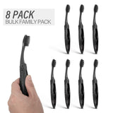 8 Packs Travel Toothbrushes Individually Wrapped Black Folding Toothbrush for Travel Camping Portable Charcoal Toothbrush with
