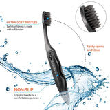 8 Packs Travel Toothbrushes Individually Wrapped Black Folding Toothbrush for Travel Camping Portable Charcoal Toothbrush with