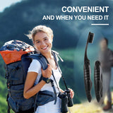 8 Packs Travel Toothbrushes Individually Wrapped Black Folding Toothbrush for Travel Camping Portable Charcoal Toothbrush with