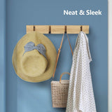 Wooden Coat Hooks Coat Rack Wall Mounted, Modern Coat Rack, Space-Saving Coat Hook with 4 Standard Retractable Hooks Hat Coat
