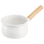 Small Enamel on Steel Saucepan Milk Pot Butter Warmer with Wooden Handle, Stove Top Soup Pot for Home Kitchen Cooking Heating In Australia - Darrahopens