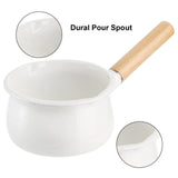 Small Enamel on Steel Saucepan Milk Pot Butter Warmer with Wooden Handle, Stove Top Soup Pot for Home Kitchen Cooking Heating In Australia - Darrahopens