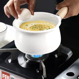 Small Enamel on Steel Saucepan Milk Pot Butter Warmer with Wooden Handle, Stove Top Soup Pot for Home Kitchen Cooking Heating In Australia - Darrahopens