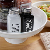 Salt and Pepper Shakers Set, Cute Glass Spice Shaker with Stainless Steel Lid, Black and White Farmhouse Kitchen Table Decor 2pes
