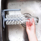 with Suction Base Bristle Brush for Beer Cup, Long Leg Cup, Red Wine Glass and More Bar Kitchen Sink Home Tools Grey
