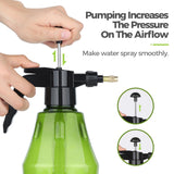 Fine Mist Spray Bottle Plastic Green 1.5L, Hand Held Pressure Plant Mister with Top Pump, Empty Water Sprayer Watering Can with